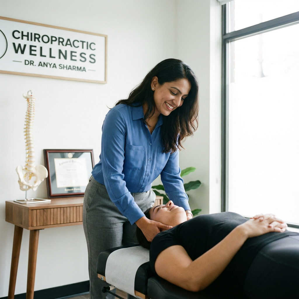 Chiropractor performing a neck adjustment.